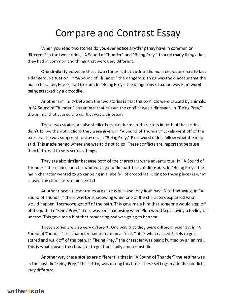 Compare and contrast essays for sale